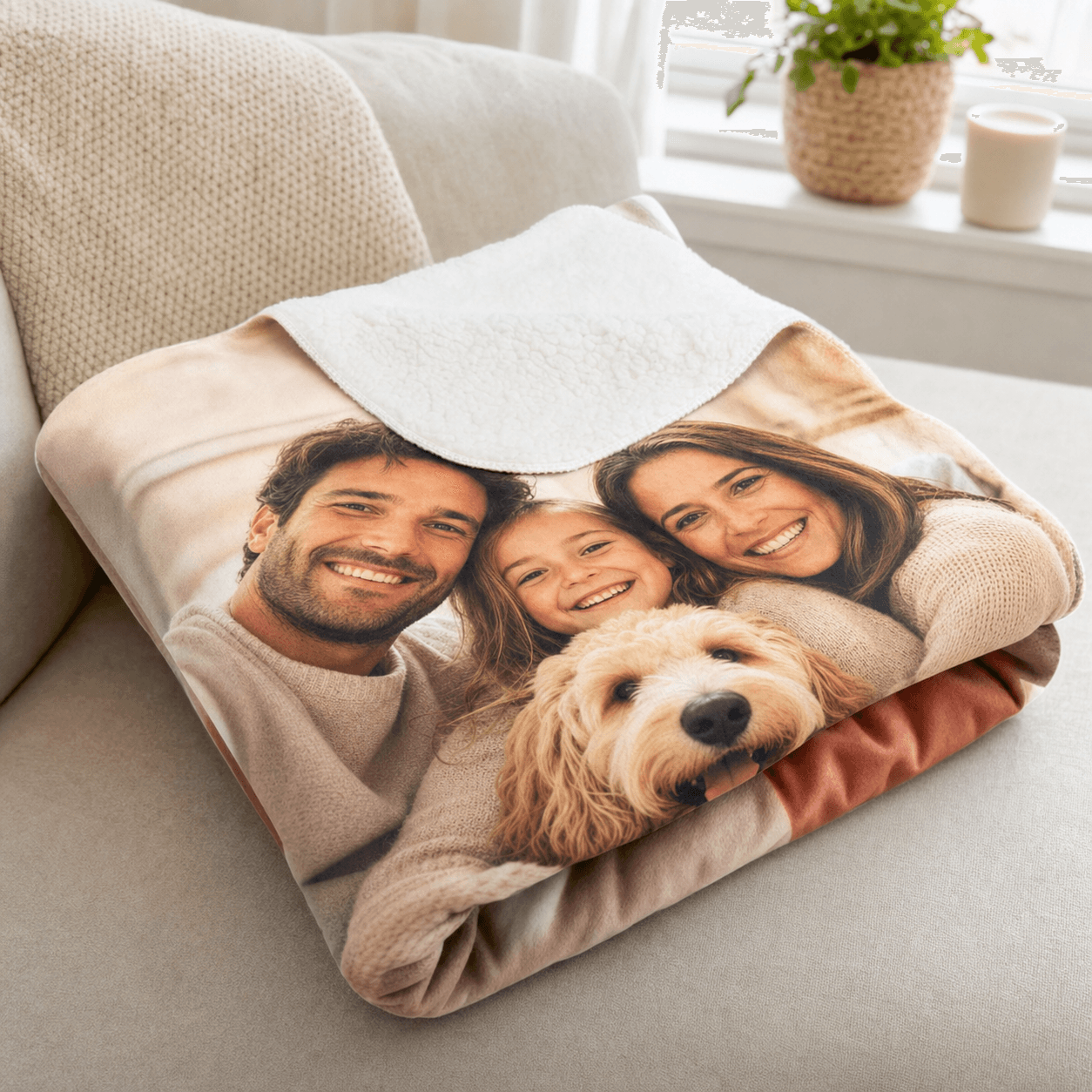 Fleece blanket with photo
