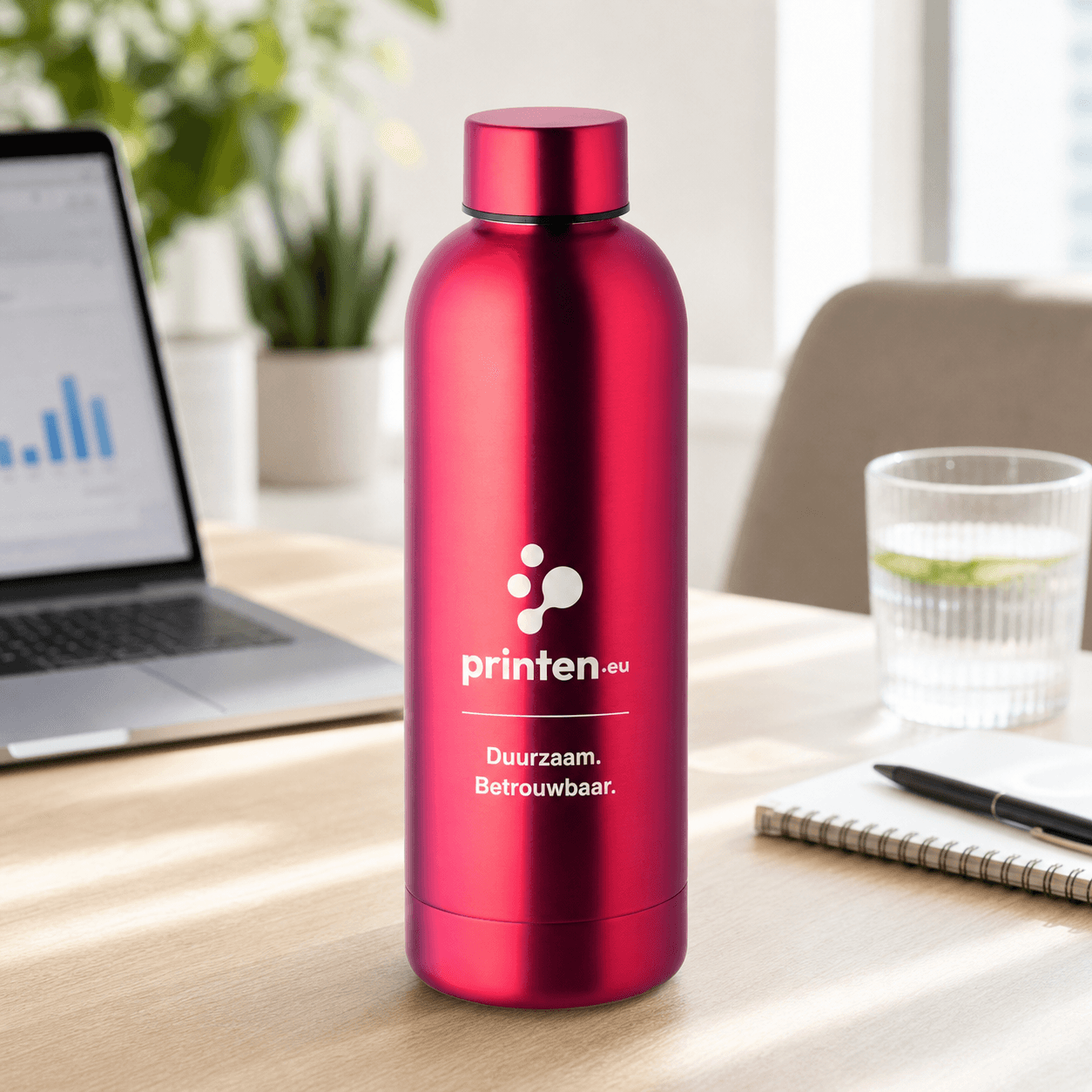 Printed recycled steel vacuum bottle 500 ml - productafbeelding 1