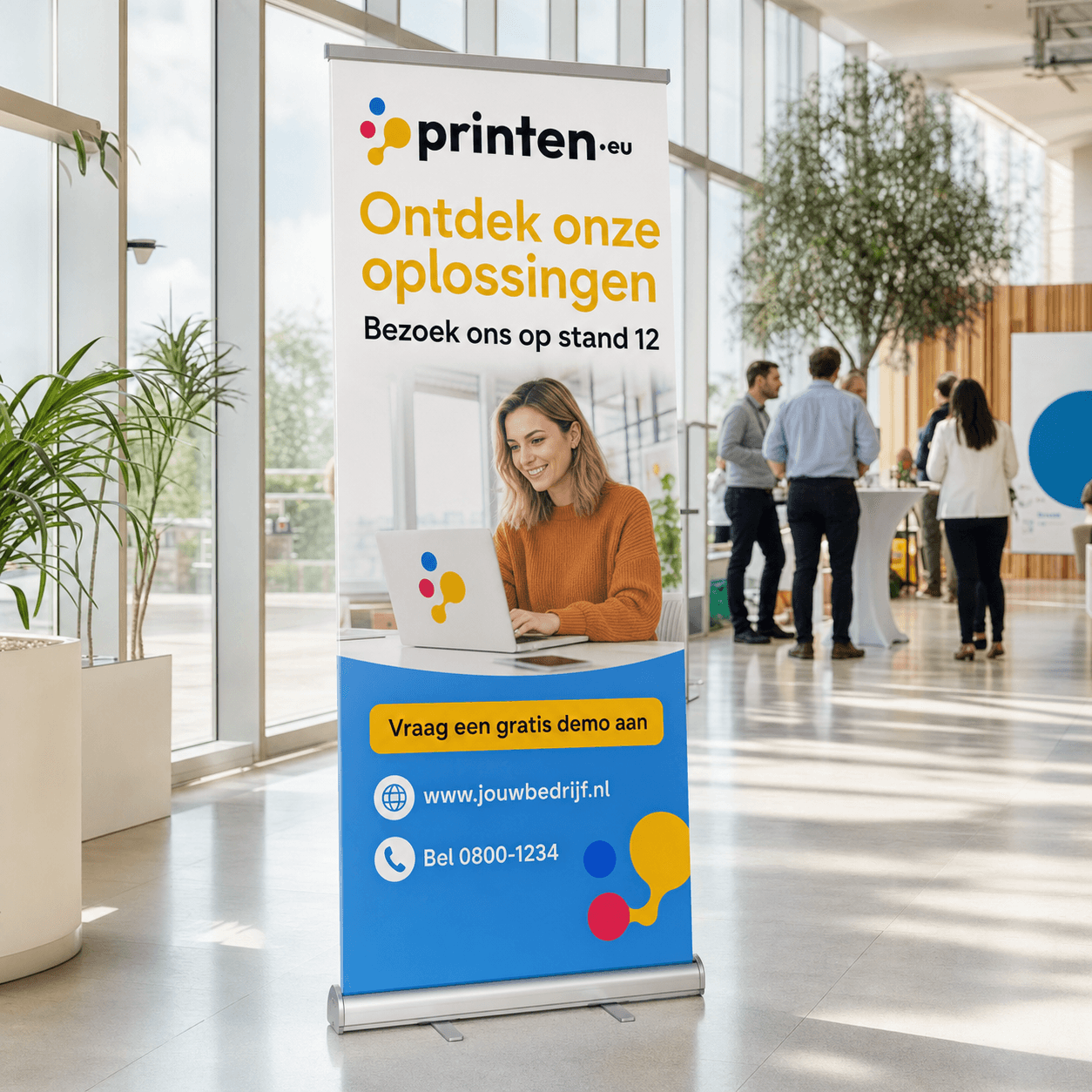 Bannière roll-up avec cassette et impression pour salons et événements